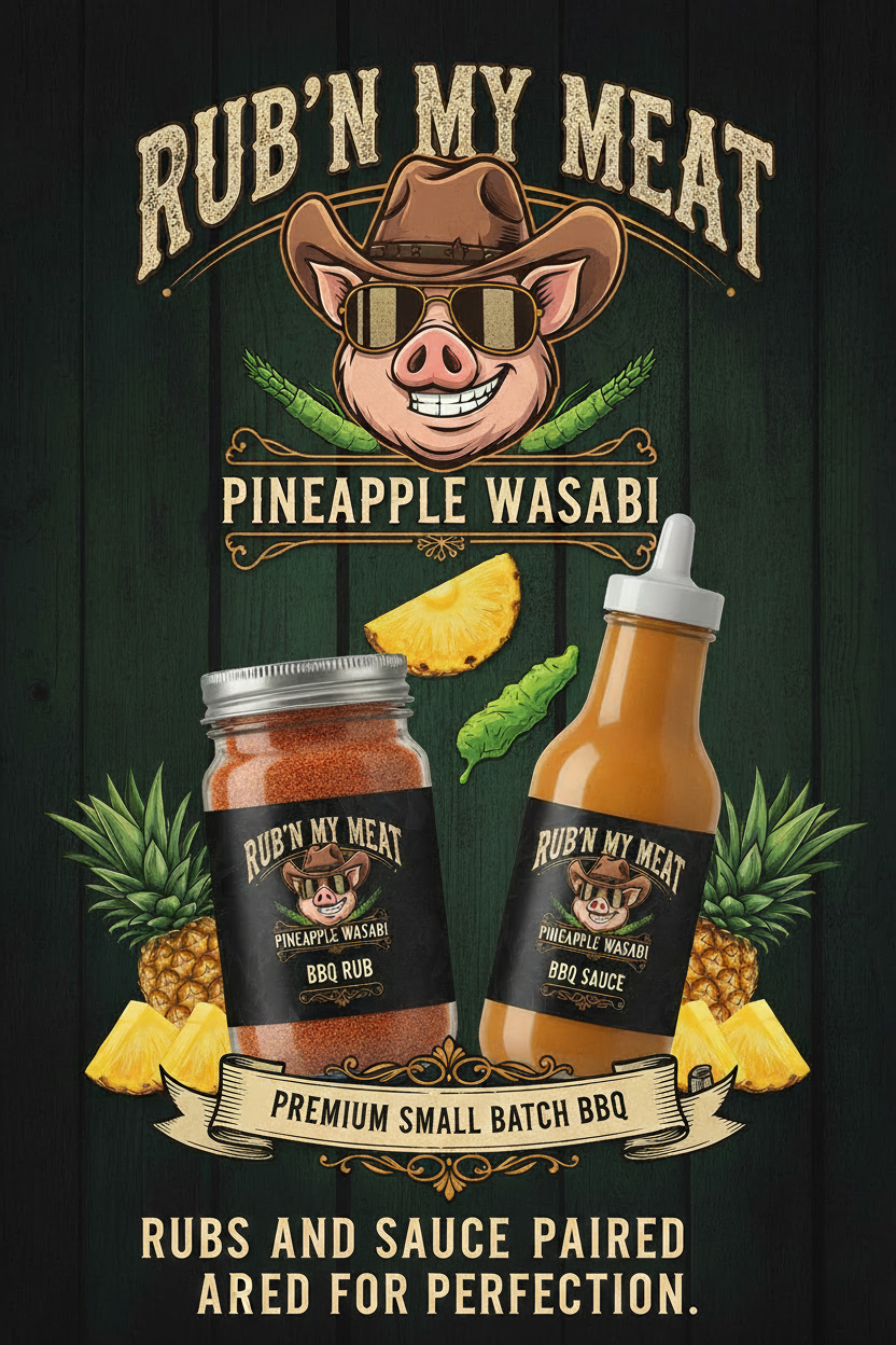 Pineapple wasabi rub and sauce pairing 
